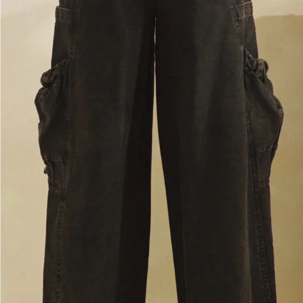 OLI AND HALI WASHED ELASTIC WAIST STRING POINT BIG POCKET PANTS Size L waist 20’ - Picture 2 of 4